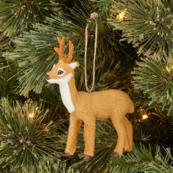 Other - Faux Fur Deer with Antlers Ornament, Light Brown, NWT